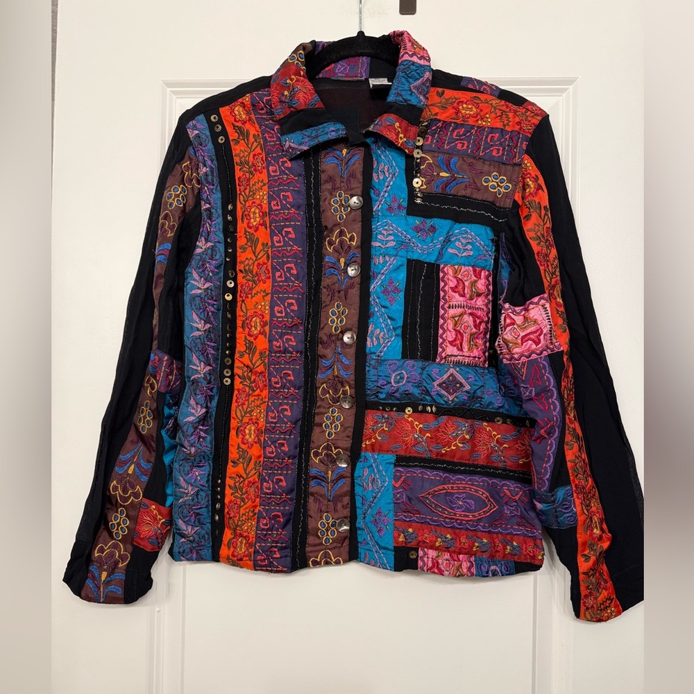 Chico's Vintage Patchwork Button Down Shirt - image 1